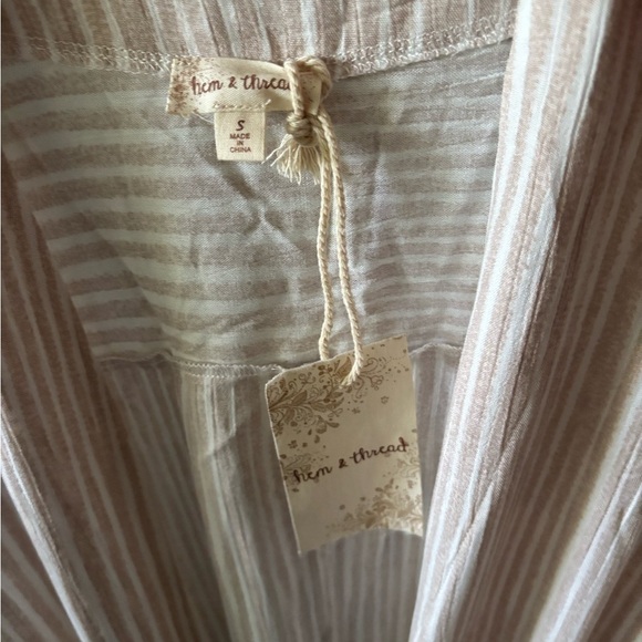 Hem & Thread White & Tan Striped Duster/Kimono NWT - Picture 5 of 5